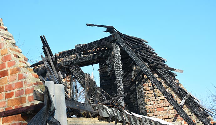 Old home fire damage