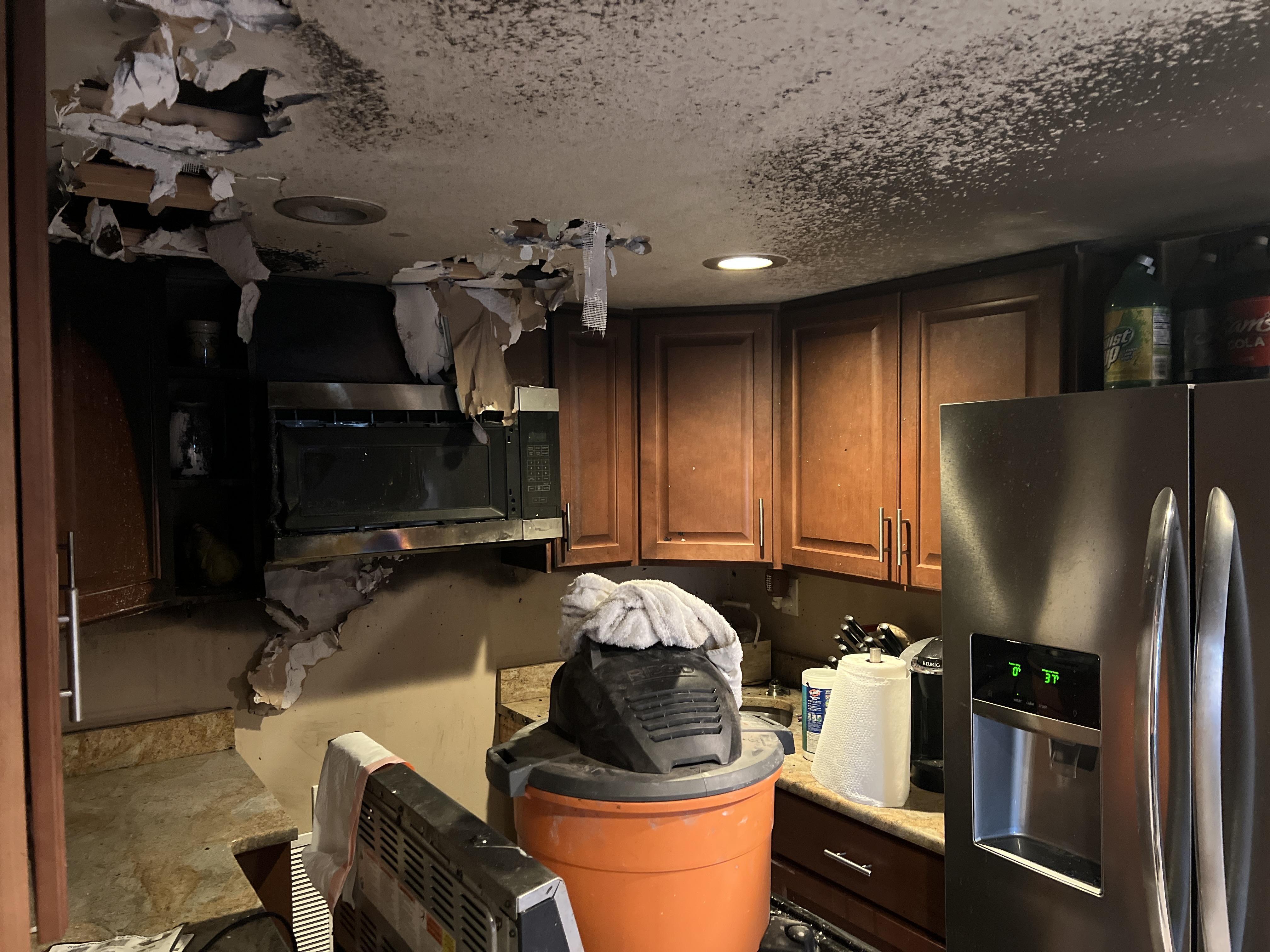Fire and Soot Damaged Kitchen 