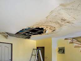 Ceiling fell through due to excess water build up from leaking pipe