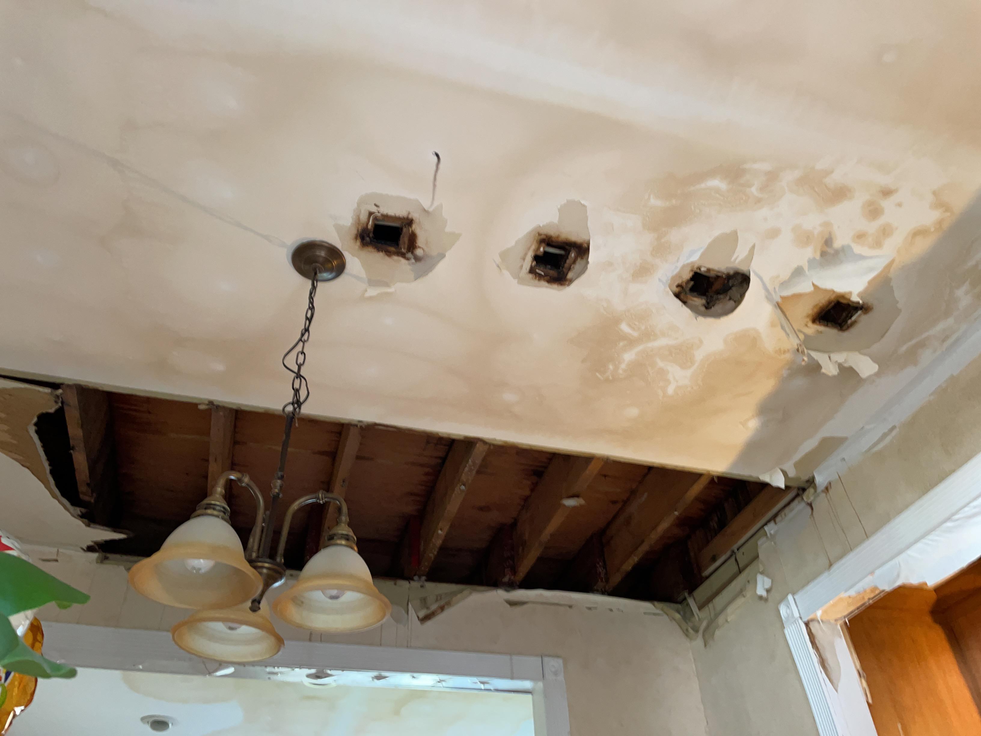 Water damage on ceiling