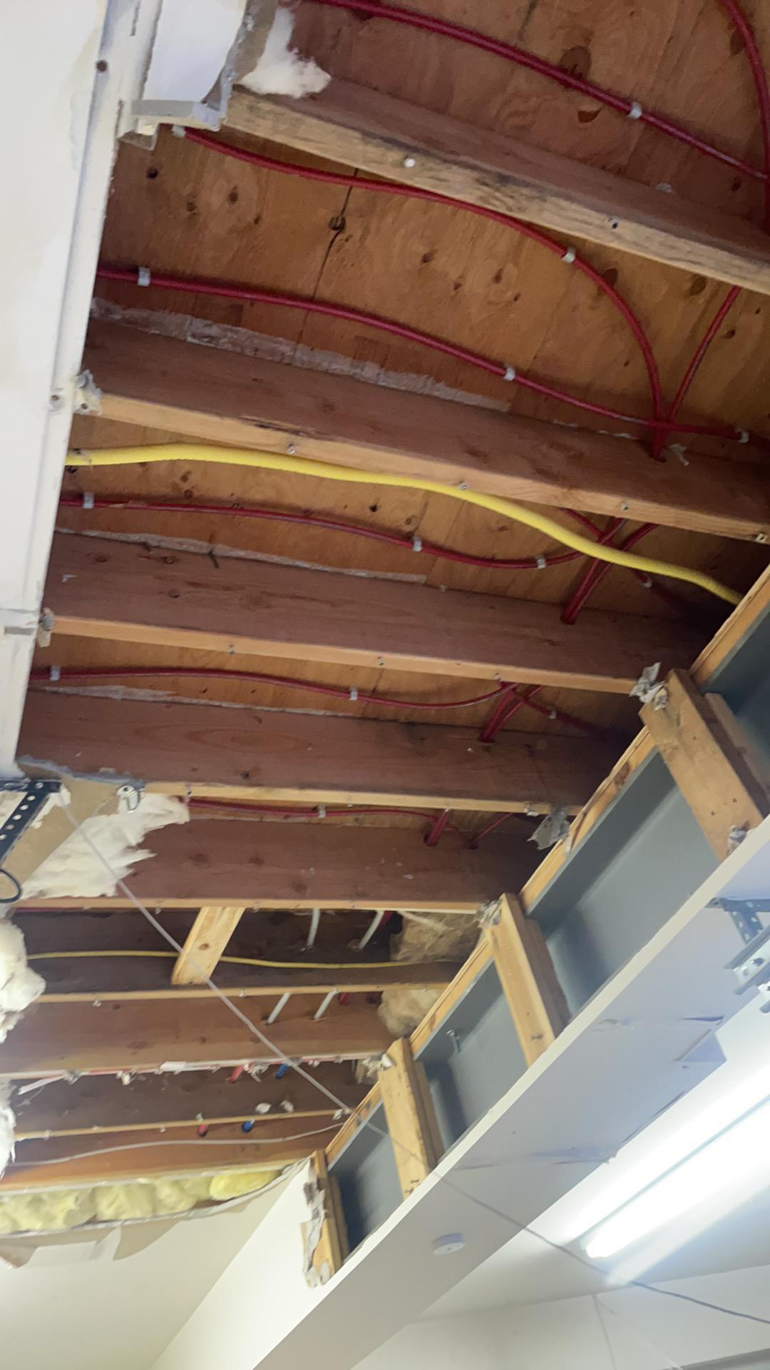 Removal of damaged ceiling