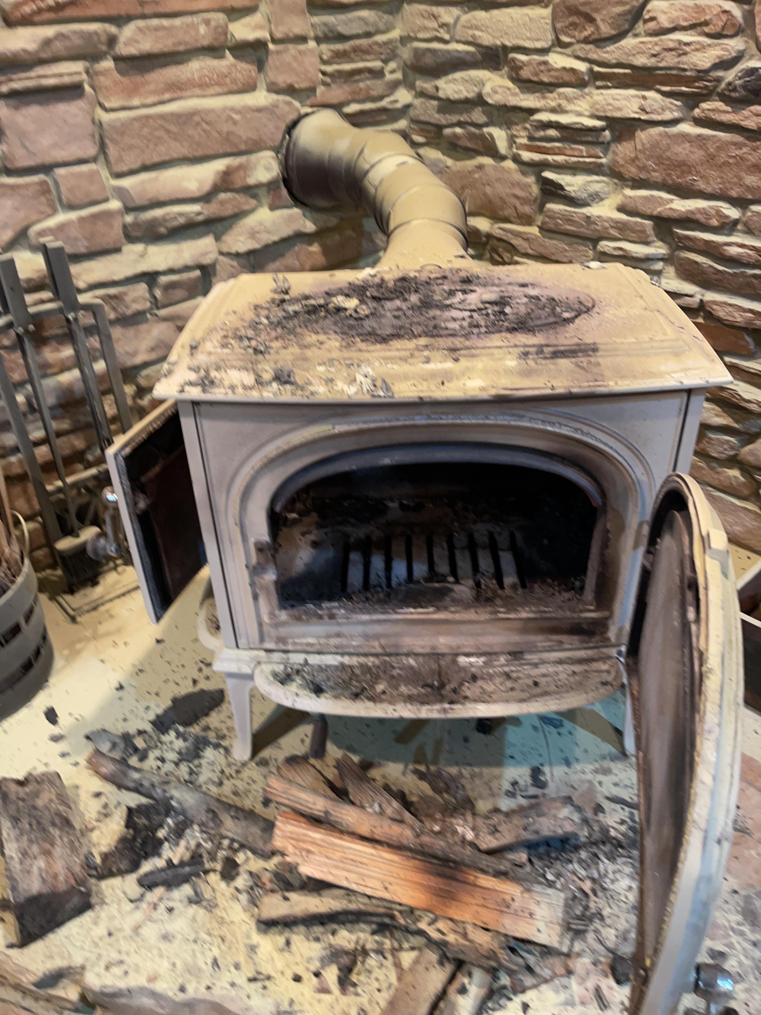 Wood burning stove fire