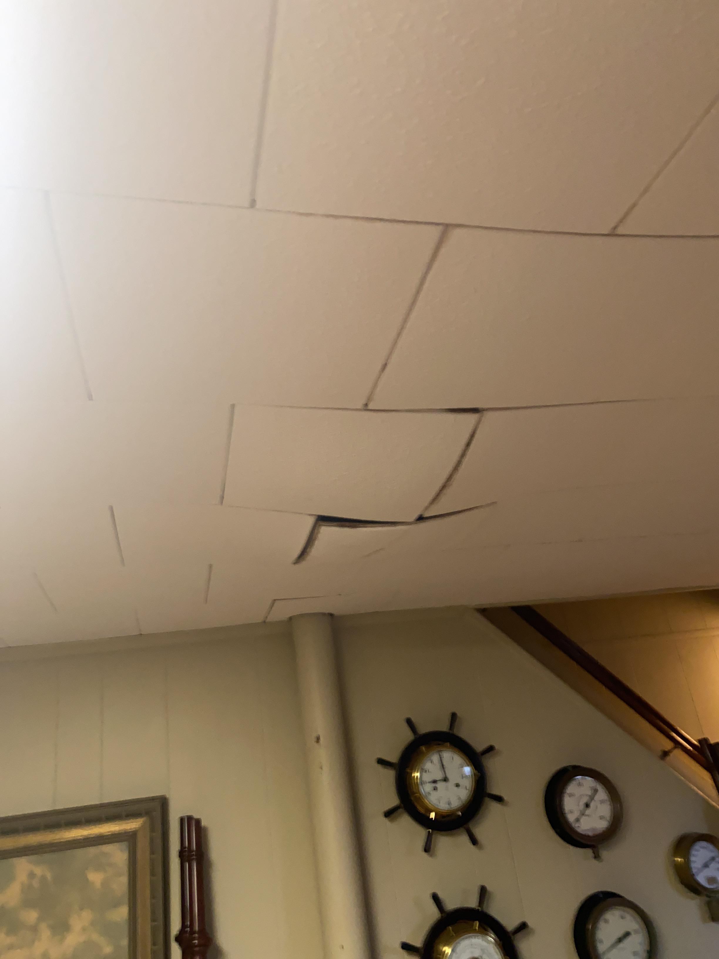 Ceiling tiles damaged from Steam