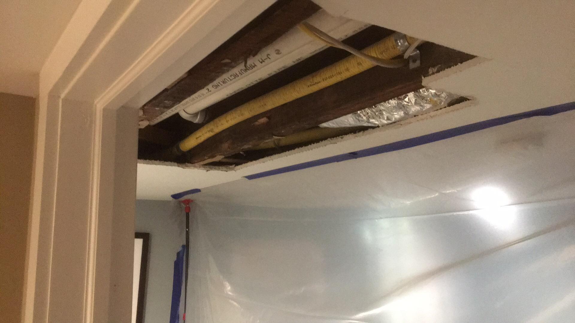Ceiling damage removed