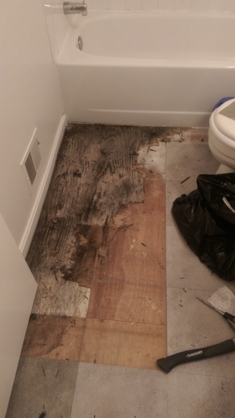 water damage in the bathroom