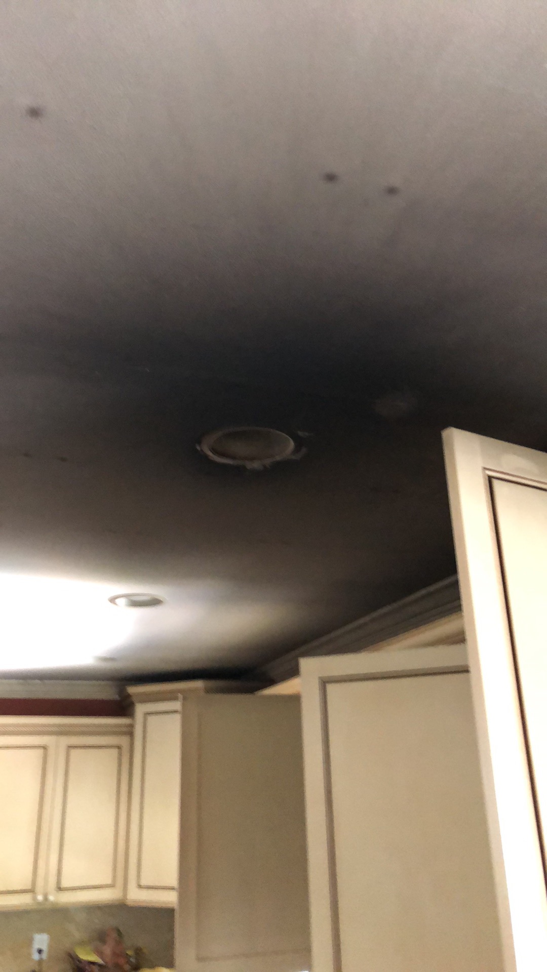 Soot and Smoke Covered Kitchen Ceiling