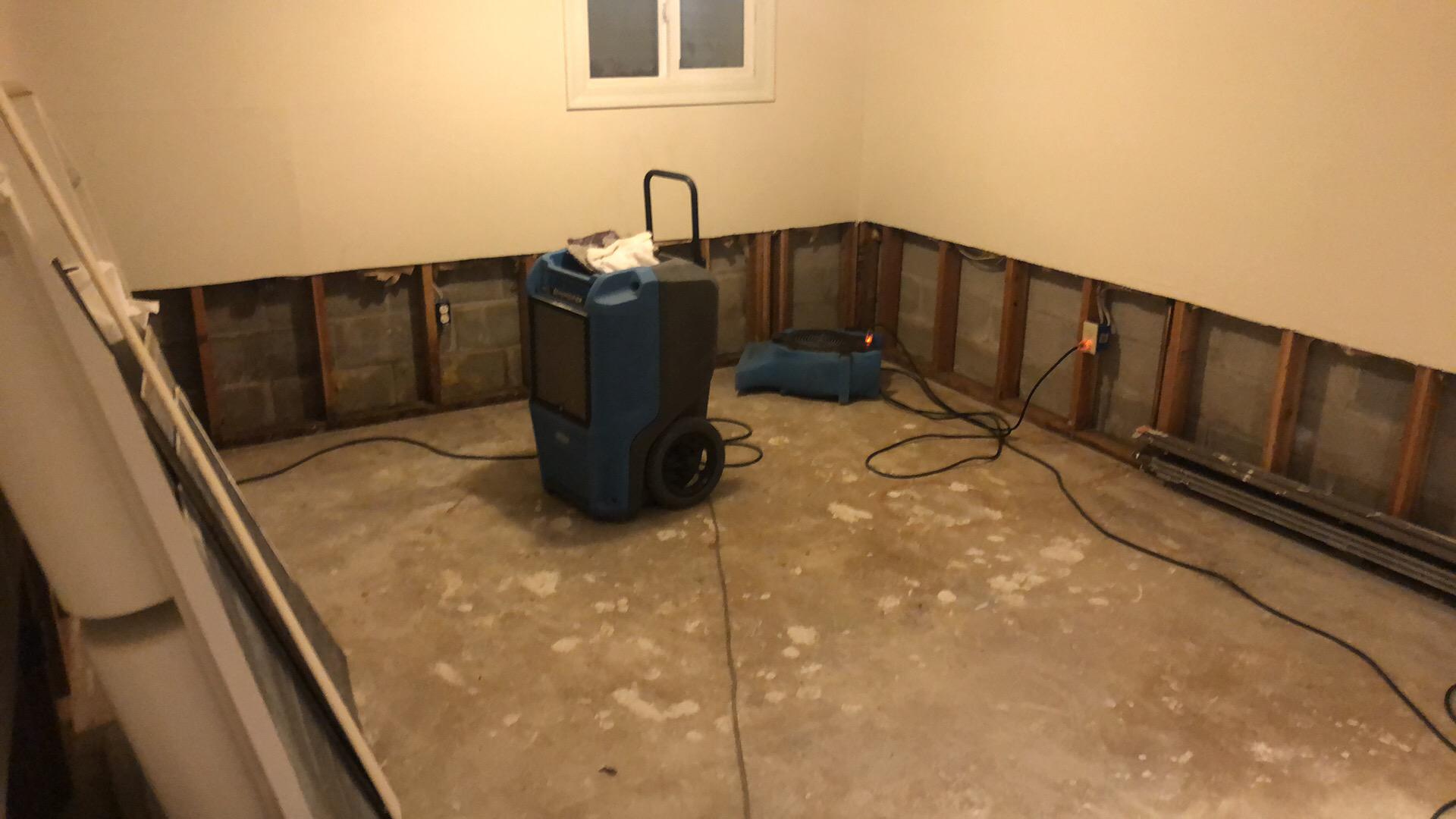 Affected materials removed from basement room