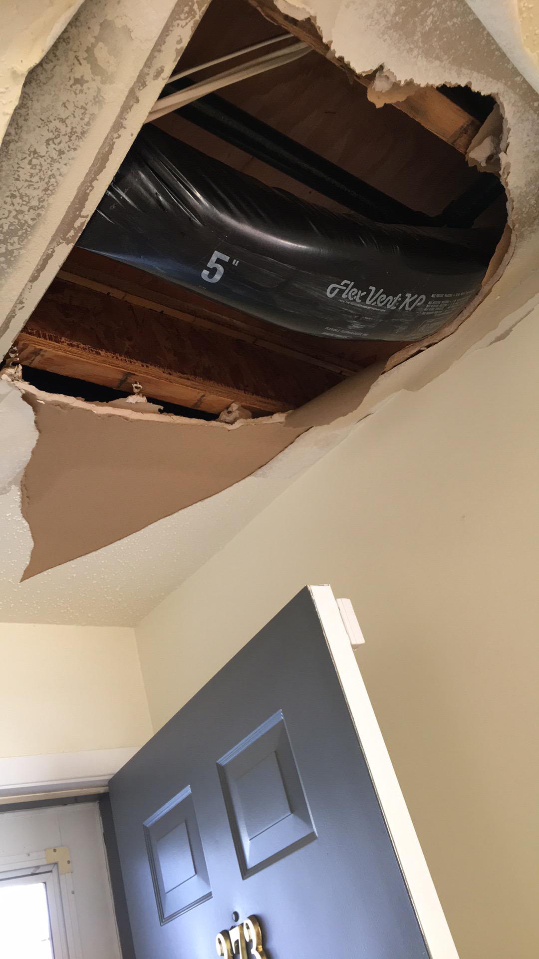 Ceiling damage from water intrusion