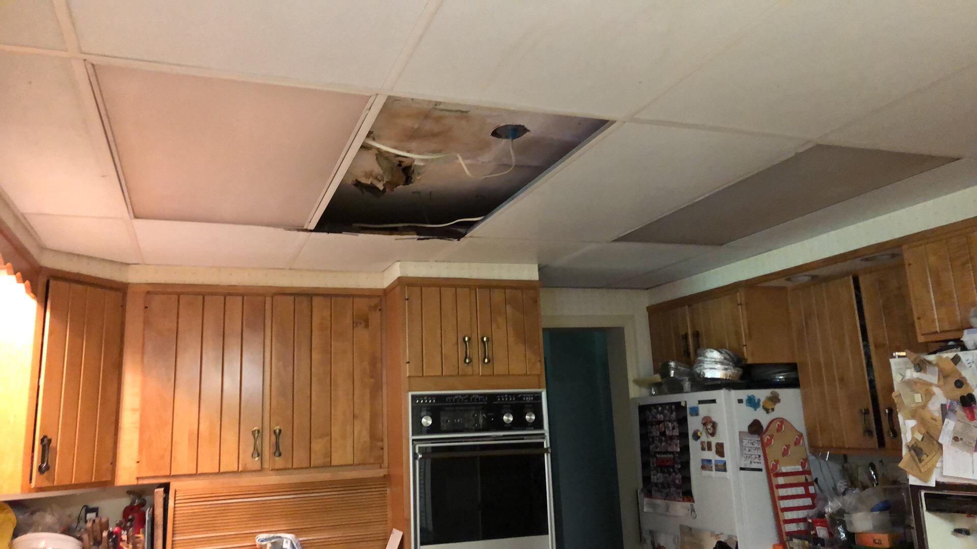 Water damage in kitchen